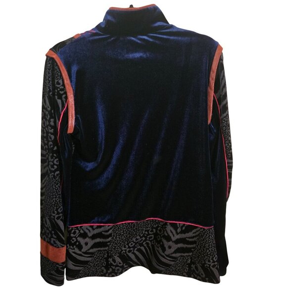 Anac Mixed Media Art To Wear Full Zip velvet Burnout Jacket Mock Neck Size M - Picture 2 of 6